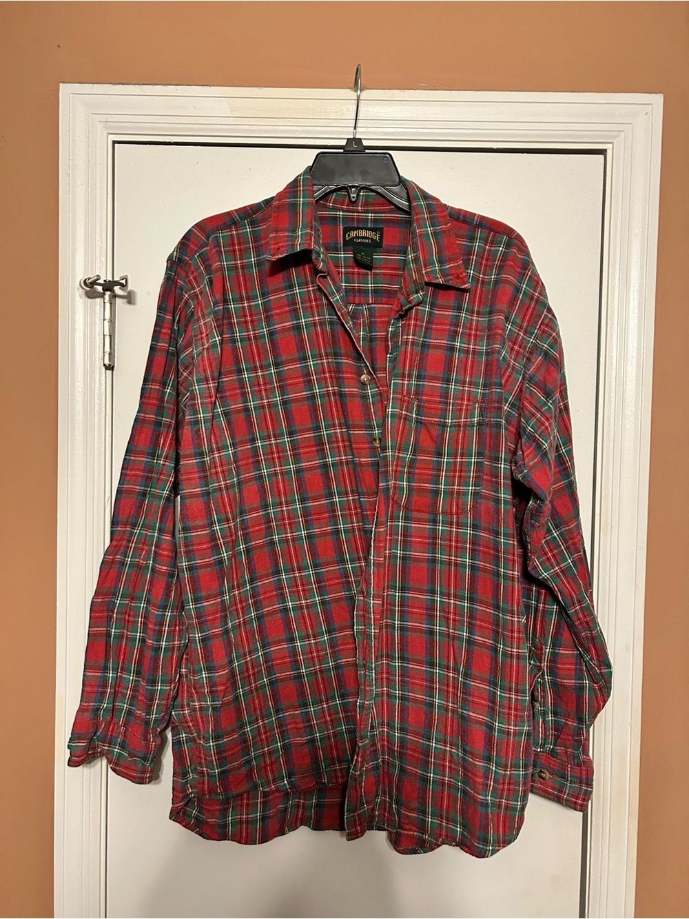 Cambridge Classics Plaid Flannel Shirt Men’s XL Red Green 100% Cotton